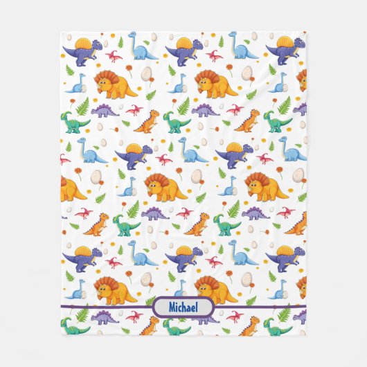 Baby Dinosaur personalize Boy's Name Fleece Deken (Voorkant)