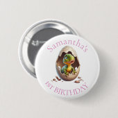 Baby Dinosaur Pink Birthday Ronde Button 5,7 Cm (Voorkant /achterkant)