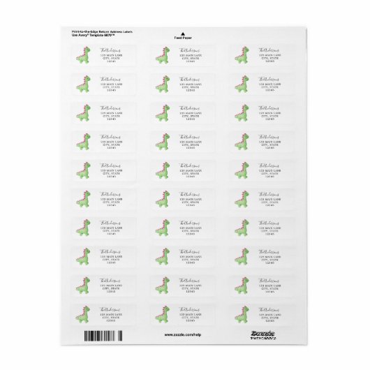 Baby Dinosaur Return Address Label (Full Sheet)