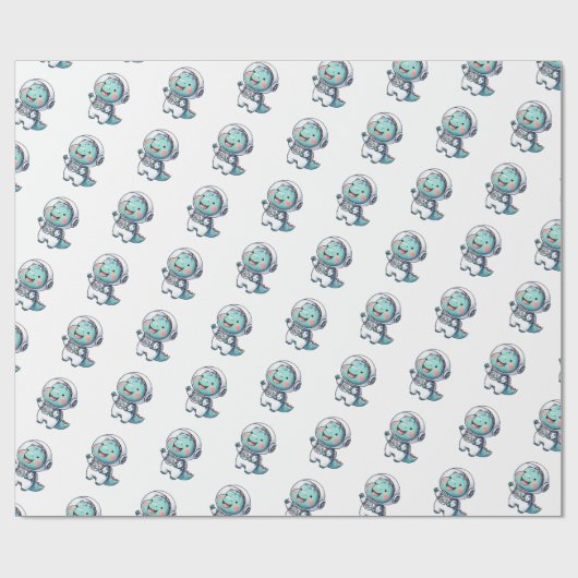 Baby Dinosaur Ruimtevaarder Cadeaupapier (Vlak)