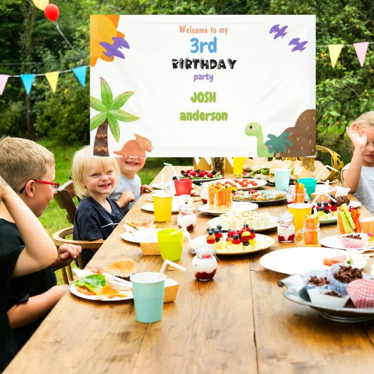 Baby Dinosaur Stomp op Verjaardagsfeest Welkom Spandoek
