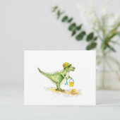 Baby Dinosaur T-Rex op het strand Briefkaart (Staand voorkant)
