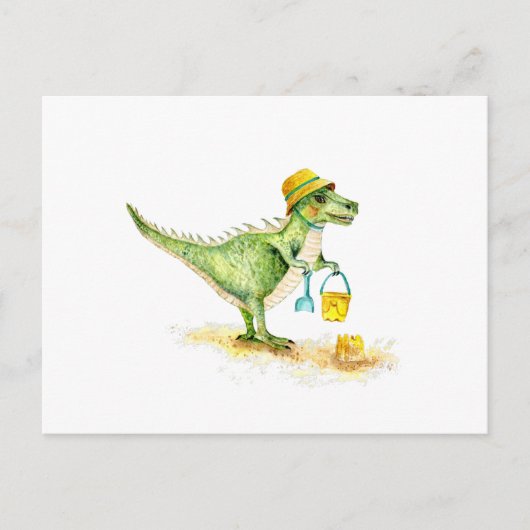 Baby Dinosaur T-Rex op het strand Briefkaart (Voorkant)