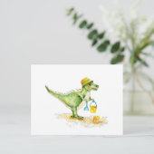 Baby Dinosaur T-Rex op het strand Briefkaart (Staand voorkant)