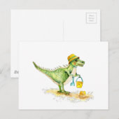 Baby Dinosaur T-Rex op het strand Briefkaart (Voorkant / Achterkant)