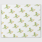 Baby Dinosaur T-Rex op het strand Cadeaupapier (Vlak)