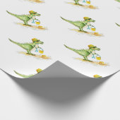Baby Dinosaur T-Rex op het strand Cadeaupapier (Hoek)