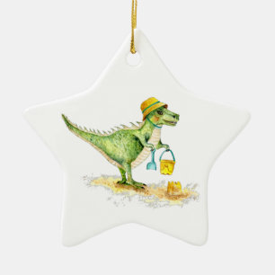Baby Dinosaur T-Rex op het strand Keramisch Ornament