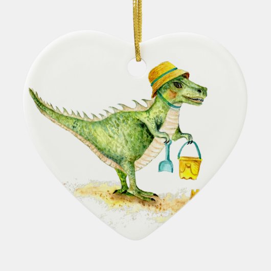 Baby Dinosaur T-Rex op het strand Keramisch Ornament (Voorkant)