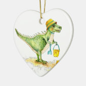 Baby Dinosaur T-Rex op het strand Keramisch Ornament (Links)