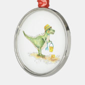 Baby Dinosaur T-Rex op het strand Metalen Ornament (Links)