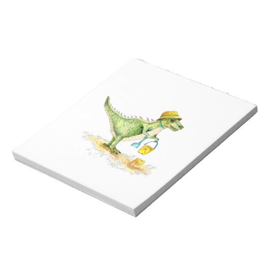 Baby Dinosaur T-Rex op het strand Notitieblok (Linkerzijde)