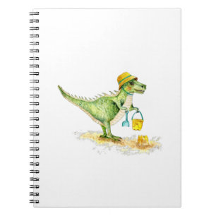 Baby Dinosaur T-Rex op het strand Notitieboek