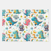 Baby Dinosaur Teal Dino Cadeaupapier Bundel Set (Voorkant 3)