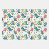 Baby Dinosaur Teal Dino Cadeaupapier Bundel Set (Voorkant 2)