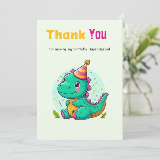 Baby Dinosaur Thank-you Cards Bedankkaart (Staand voorkant)