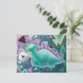 Baby Dinosaur Triangle Achtergrond Briefkaart (Staand voorkant)