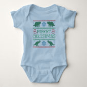 Baby Dinosaur Ugly Christmas Sweater Bodysuit (Voorkant)