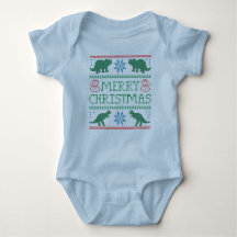 Baby Dinosaur Ugly Christmas Sweater Bodysuit