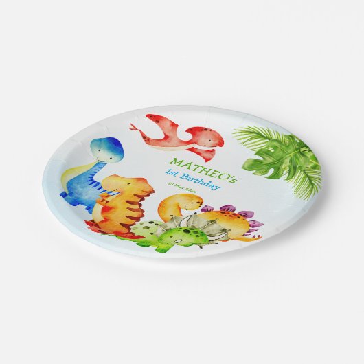 Baby dinosauriërs peuterfeest papieren bordje (Gekanteld)