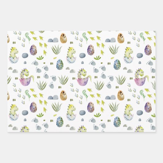 Baby Dinosauriwitjes Inpakpapier Vel (Voorkant 3)
