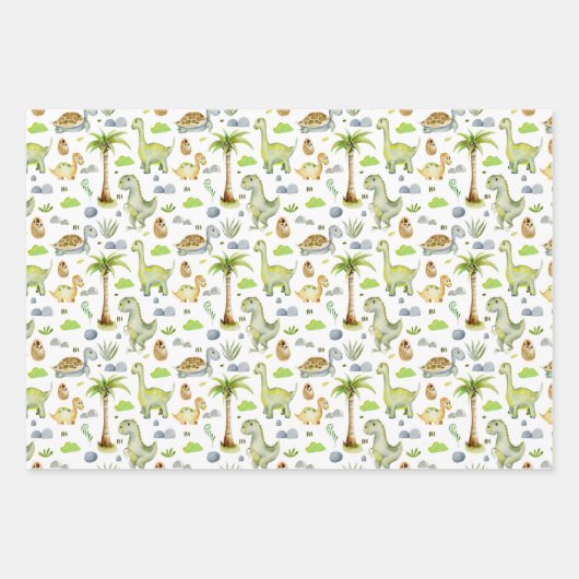Baby Dinosauriwitjes Inpakpapier Vel (Voorkant)