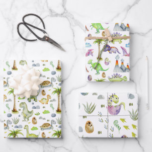 Baby Dinosauriwitjes Inpakpapier Vel