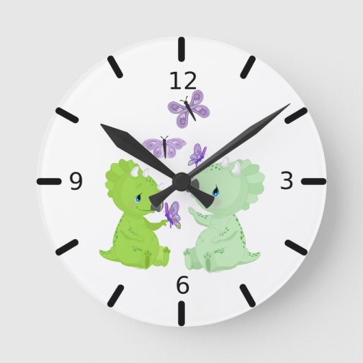 Baby Dinosaurs & Butterflies - Ronde Klok (Voorkant)
