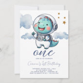 Baby Dinosaurus Astronaut Jongen 1e Verjaardag Kaart (Voorkant)