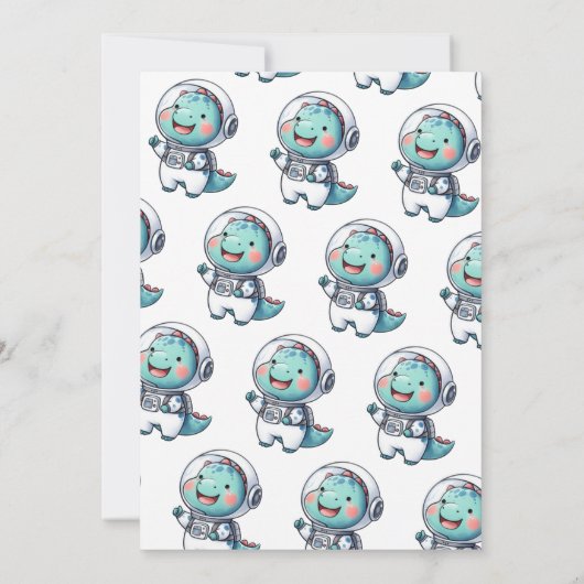 Baby Dinosaurus Astronaut Jongen 1e Verjaardag Kaart (Achterkant)