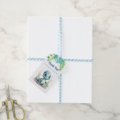 Baby Dinosaurus Baby shower Groen en Blauw Dank U Cadeaulabel (Met Touw)