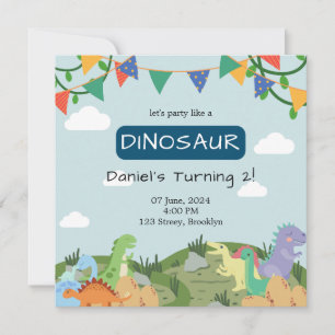 Baby Dinosaurus Blue Sky Verjaardag Kaart