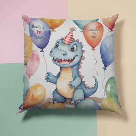 Baby Dinosaurus Boys Gepersonaliseerde Verjaardag Kussen