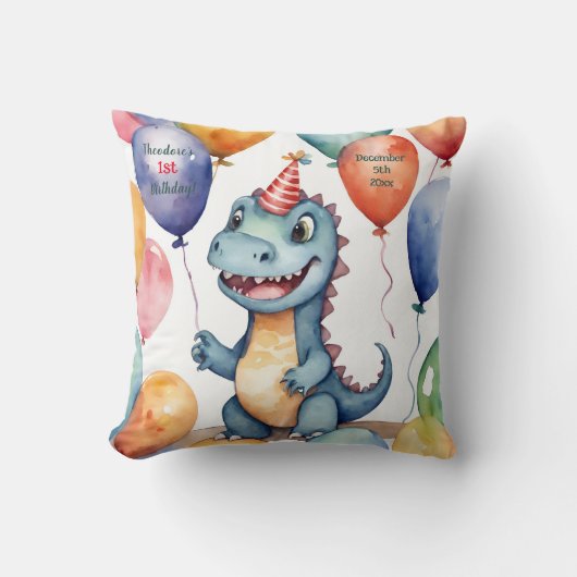 Baby Dinosaurus Boys Gepersonaliseerde Verjaardag Kussen (Voorkant)