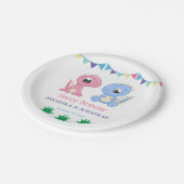 Baby Dinosaurus Jongen en Meisje Gezamenlijke Verj Papieren Bordje (Gekanteld)