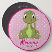Baby Dinosaurus Mama T rex Roze Baby shower Button (Voorkant /achterkant)