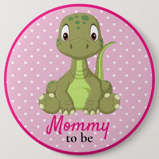 Baby Dinosaurus Mama T rex Roze Baby shower Button (Voorkant)