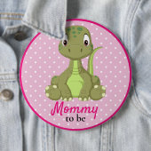 Baby Dinosaurus Mama T rex Roze Baby shower Button (In situ)
