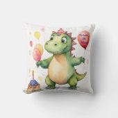 Baby Dinosaurus Meisjes Gepersonaliseerde Verjaard Kussen (Voorkant)