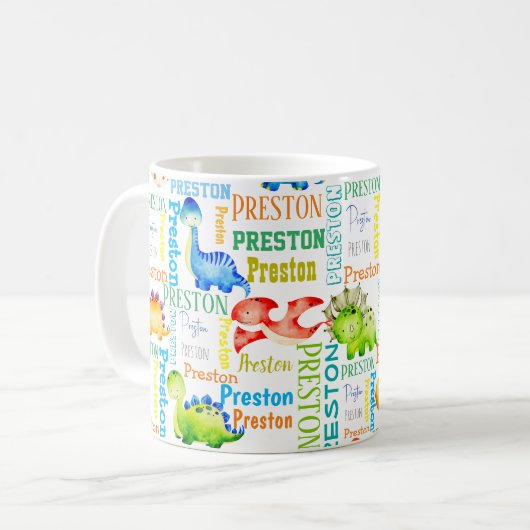 Baby dinosaurus op maat koffiemok (Voorkant links)