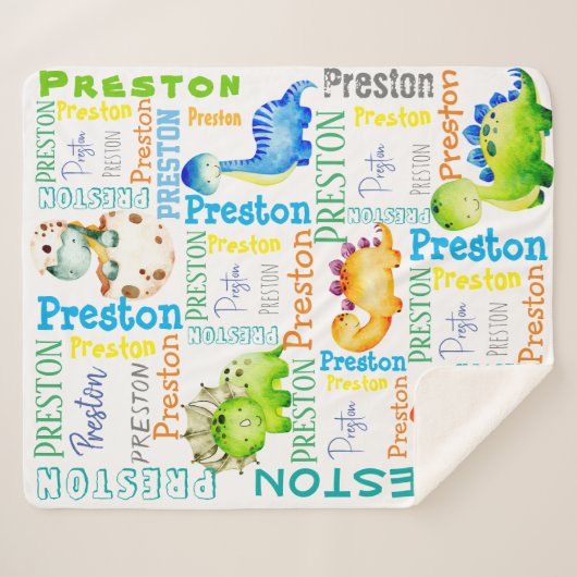 Baby dinosaurus op maat sherpa deken (Voorkant (horizontaal))