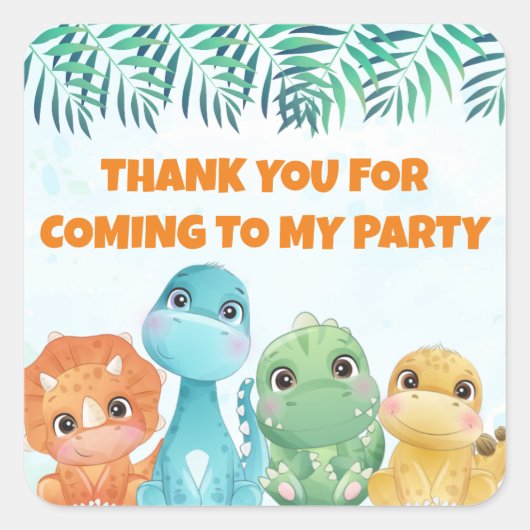 Baby Dinosaurus Party Favor Stickers (Voorkant)