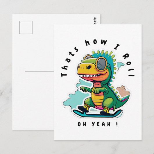 Baby Dinosaurus Schaatsen | Zo ga ik te werk Briefkaart (Voorkant / Achterkant)