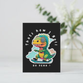Baby Dinosaurus Schaatsen | Zo ga ik te werk Briefkaart (Staand voorkant)