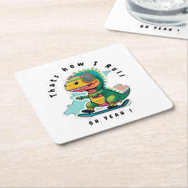 Baby Dinosaurus Schaatsen | Zo ga ik te werk Kartonnen Onderzetters