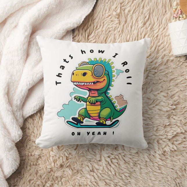 Baby Dinosaurus Schaatsen | Zo ga ik te werk Kussen (Deken)