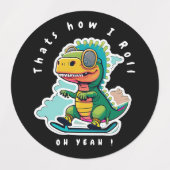 Baby Dinosaurus Schaatsen | Zo ga ik te werk Labels (Design 2)