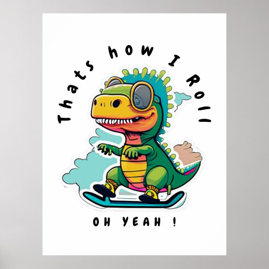 Baby Dinosaurus Schaatsen | Zo ga ik te werk Poster (Voorkant)