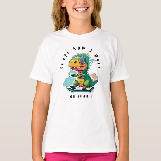 Baby Dinosaurus Schaatsen | Zo ga ik te werk T-shirt (Voorkant)