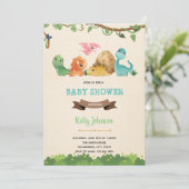 Baby dinosaurus schattige uitnodiging (Staand voorkant)